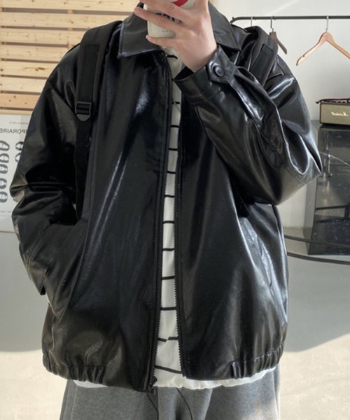 Auntie Rosa（アンティローザ）の「オーバーサイズ フェイクレザーブルゾン（ブルゾン・メンズ・ブラック/ブラウン・MEDIUM/LARGE/X-LARGE）」の13枚目の写真