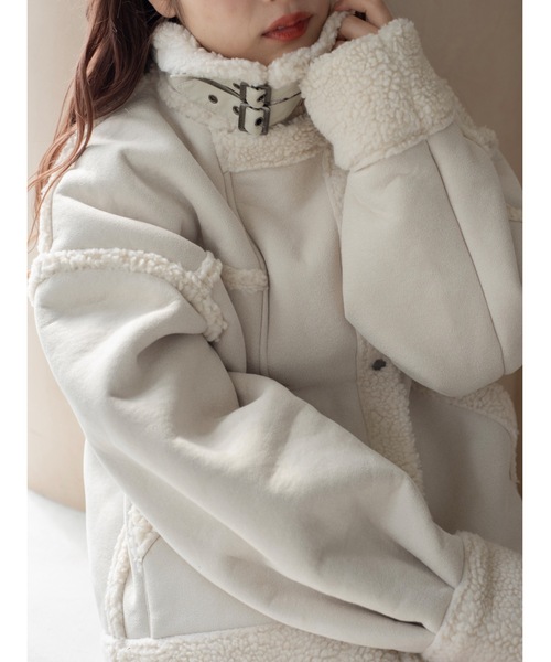 JUMELLE（ジュメロ）の「ボアフライトジャケット（ムートンコート・レディース・アイボリー/グレイッシュベージュ・FREE）」の16枚目の写真