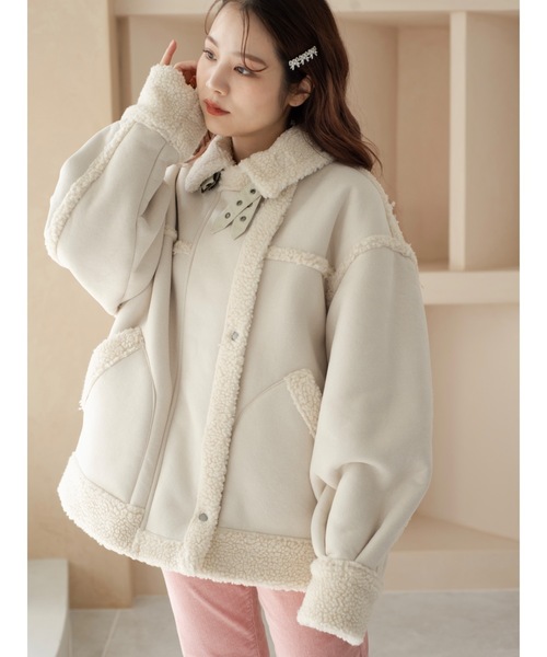 JUMELLE（ジュメロ）の「ボアフライトジャケット（ムートンコート・レディース・アイボリー/グレイッシュベージュ・FREE）」の17枚目の写真