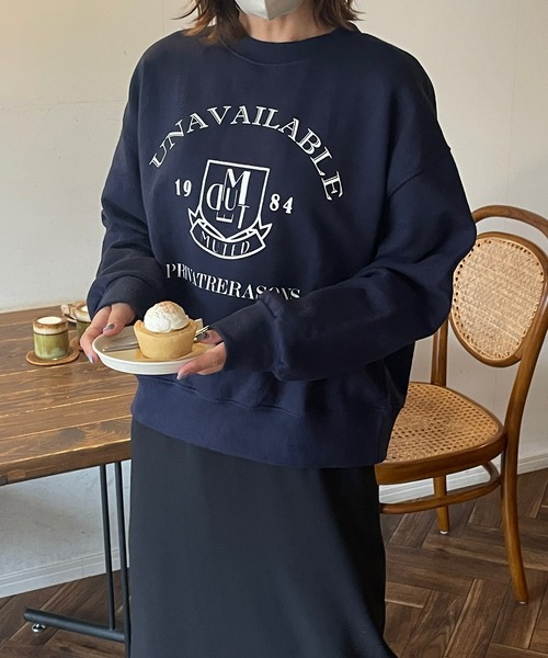 LE MORE（リモア）の「カレッジロゴスウェット（スウェット・レディース・グリーン/オートミール/ネイビー・FREE）」の3枚目の写真