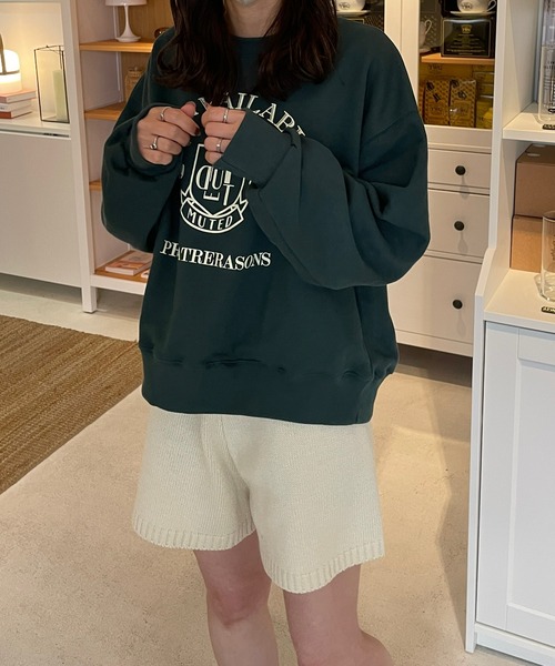 LE MORE（リモア）の「カレッジロゴスウェット（スウェット・レディース・グリーン/オートミール/ネイビー・FREE）」の6枚目の写真