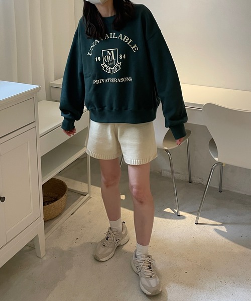 LE MORE（リモア）の「カレッジロゴスウェット（スウェット・レディース・グリーン/オートミール/ネイビー・FREE）」の4枚目の写真