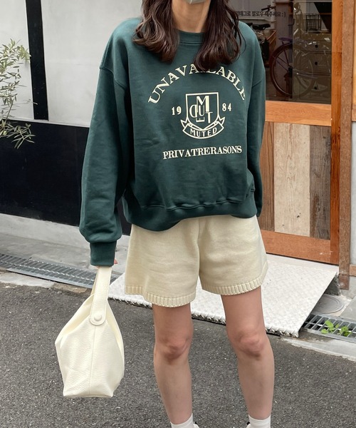 LE MORE（リモア）の「カレッジロゴスウェット（スウェット・レディース・グリーン/オートミール/ネイビー・FREE）」の12枚目の写真