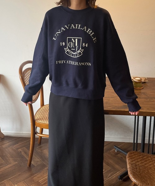 LE MORE（リモア）の「カレッジロゴスウェット（スウェット・レディース・グリーン/オートミール/ネイビー・FREE）」の8枚目の写真