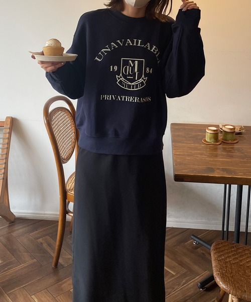 LE MORE（リモア）の「カレッジロゴスウェット（スウェット・レディース・グリーン/オートミール/ネイビー・FREE）」の5枚目の写真