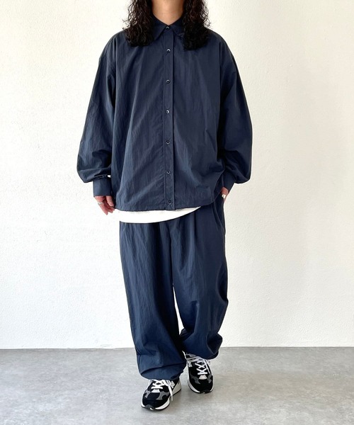 トップス loose silhouette nylon shirt set up loose silhouette nylon shirt / black（ルーズシルエットナイロン