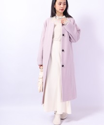 A.N.L | A.N.L ウール混　丸首コート　オーバーサイズ　ドロップショルダー(ノーカラージャケット)