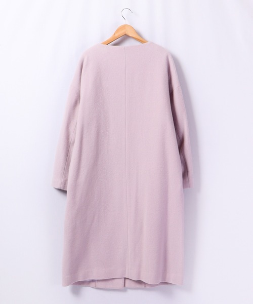 A.N.L（エーエヌエル　レーベル）の「A.N.L ウール混　丸首コート　オーバーサイズ　ドロップショルダー（ノーカラージャケット・レディース・ライトベージュ/ラベンダー・38）」の18枚目の写真