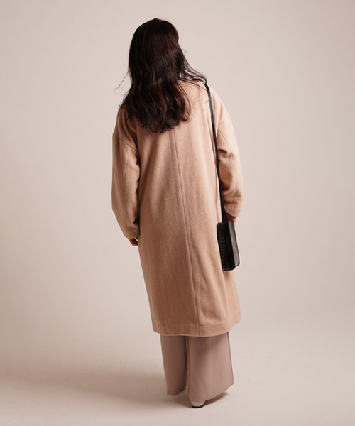 A.N.L（エーエヌエル　レーベル）の「A.N.L ウール混　丸首コート　オーバーサイズ　ドロップショルダー（ノーカラージャケット・レディース・ライトベージュ/ラベンダー・38）」の11枚目の写真