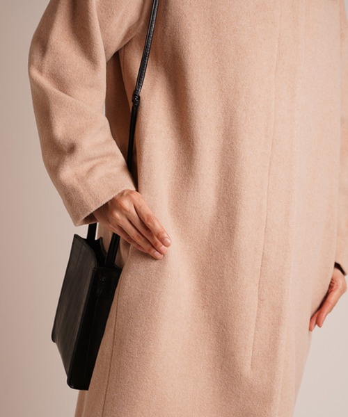 A.N.L（エーエヌエル　レーベル）の「A.N.L ウール混　丸首コート　オーバーサイズ　ドロップショルダー（ノーカラージャケット・レディース・ライトベージュ/ラベンダー・38）」の15枚目の写真