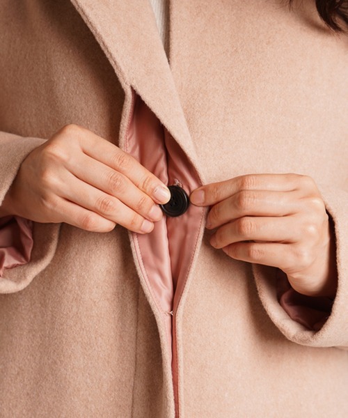 A.N.L（エーエヌエル　レーベル）の「A.N.L ウール混　丸首コート　オーバーサイズ　ドロップショルダー（ノーカラージャケット・レディース・ライトベージュ/ラベンダー・38）」の16枚目の写真