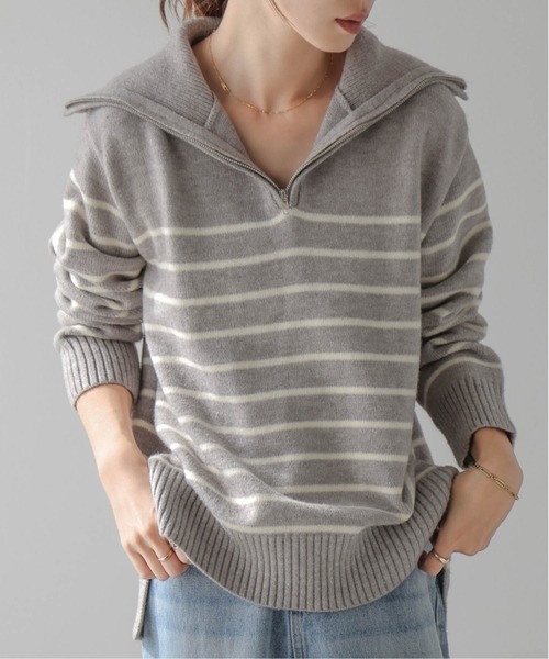 AMELY(エミリー)の「ハーフジップニットトップス(ニット/セーター・レディース・ベージュ系その他/グリーン系その他/ブルー系その他/グレー系その他/ブラック/ブラック系その他・フリー)」の3枚目の写真