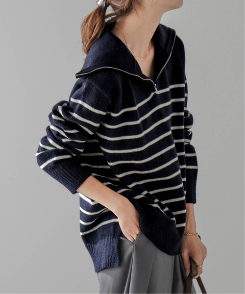 AMELY(エミリー)の「ハーフジップニットトップス(ニット/セーター・レディース・ベージュ系その他/グリーン系その他/ブルー系その他/グレー系その他/ブラック/ブラック系その他・フリー)」の21枚目の写真
