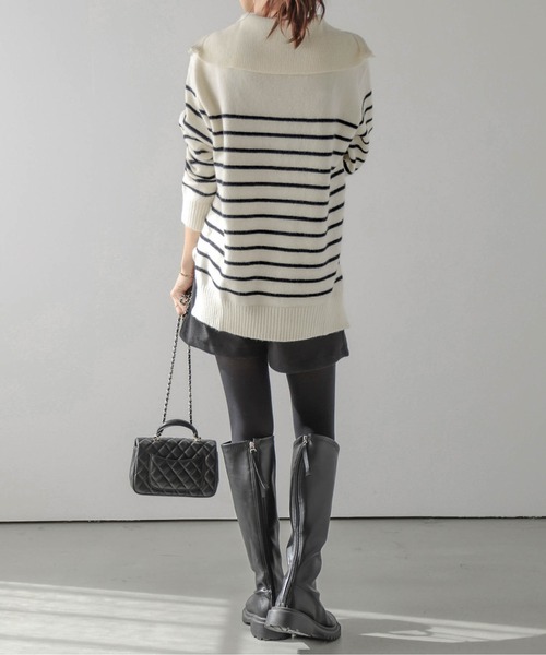 AMELY(エミリー)の「ハーフジップニットトップス(ニット/セーター・レディース・ベージュ系その他/グリーン系その他/ブルー系その他/グレー系その他/ブラック/ブラック系その他・フリー)」の9枚目の写真
