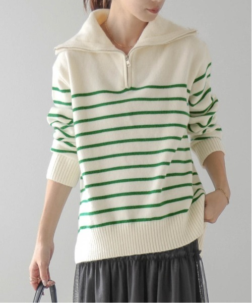 AMELY(エミリー)の「ハーフジップニットトップス(ニット/セーター・レディース・ベージュ系その他/グリーン系その他/ブルー系その他/グレー系その他/ブラック/ブラック系その他・フリー)」の14枚目の写真