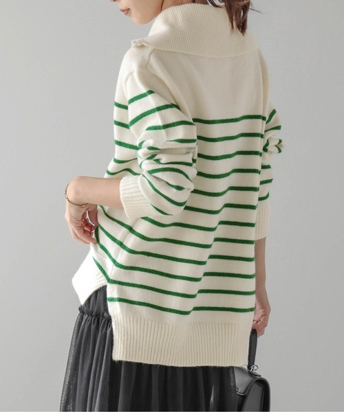 AMELY(エミリー)の「ハーフジップニットトップス(ニット/セーター・レディース・ベージュ系その他/グリーン系その他/ブルー系その他/グレー系その他/ブラック/ブラック系その他・フリー)」の16枚目の写真
