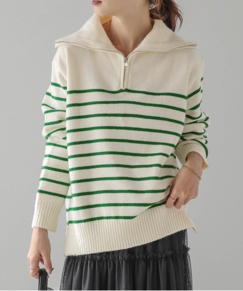 AMELY(エミリー)の「ハーフジップニットトップス(ニット/セーター・レディース・ベージュ系その他/グリーン系その他/ブルー系その他/グレー系その他/ブラック/ブラック系その他・フリー)」の17枚目の写真