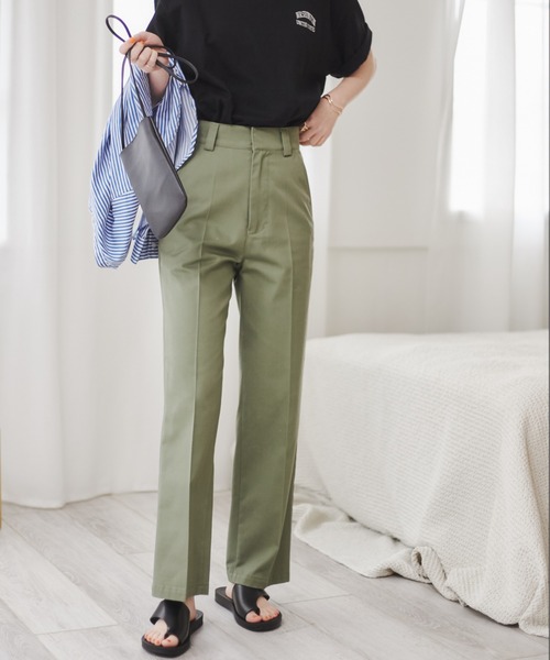 ANGIE（アンジー）の「ハイウエストセンタープレスワークパンツ（チノパンツ・レディース・ブラック/ベージュ/カーキ・SMALL/MEDIUM/LARGE）」の14枚目の写真