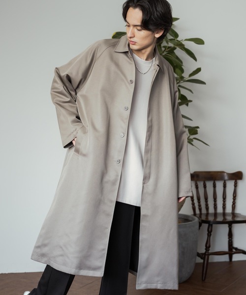 Rocky Monroe（ロッキーモンロー）の「オーバーサイズ ステンカラーロングスプリングコート（ステンカラーコート・メンズ・ベージュ/チャコール/ブラック・M/L）」の3枚目の写真