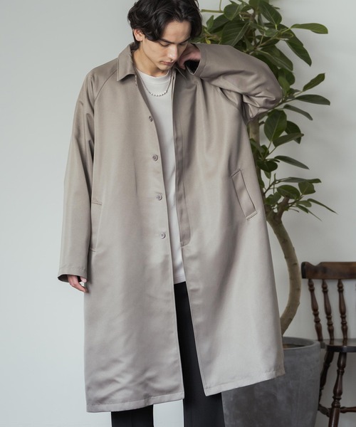 Rocky Monroe（ロッキーモンロー）の「オーバーサイズ ステンカラーロングスプリングコート（ステンカラーコート・メンズ・ベージュ/チャコール/ブラック・M/L）」の15枚目の写真