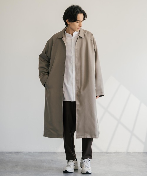 Rocky Monroe（ロッキーモンロー）の「オーバーサイズ ステンカラーロングスプリングコート（ステンカラーコート・メンズ・ベージュ/チャコール/ブラック・M/L）」の20枚目の写真