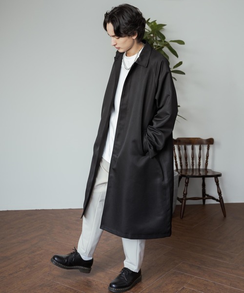 Rocky Monroe（ロッキーモンロー）の「オーバーサイズ ステンカラーロングスプリングコート（ステンカラーコート・メンズ・ベージュ/チャコール/ブラック・M/L）」の18枚目の写真
