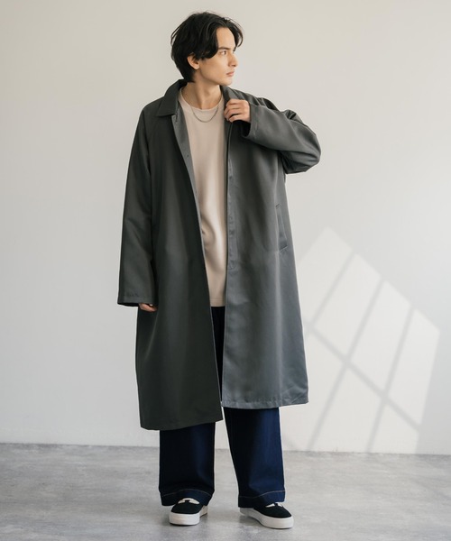 Rocky Monroe（ロッキーモンロー）の「オーバーサイズ ステンカラーロングスプリングコート（ステンカラーコート・メンズ・ベージュ/チャコール/ブラック・M/L）」の14枚目の写真