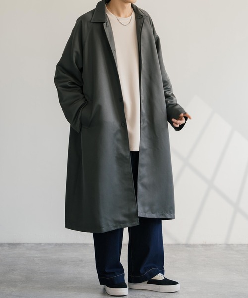 Rocky Monroe（ロッキーモンロー）の「オーバーサイズ ステンカラーロングスプリングコート（ステンカラーコート・メンズ・ベージュ/チャコール/ブラック・M/L）」の19枚目の写真