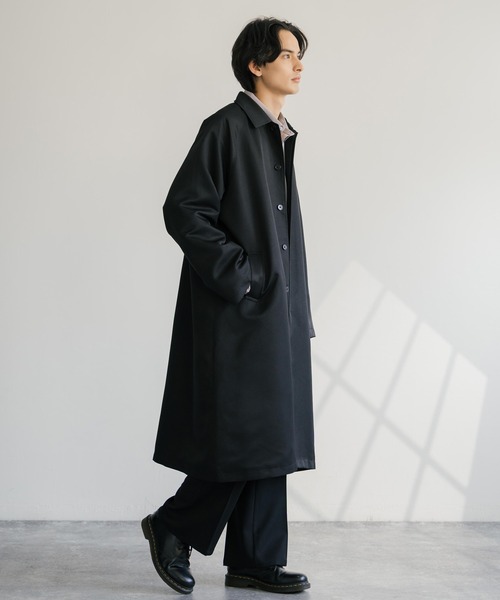 Rocky Monroe（ロッキーモンロー）の「オーバーサイズ ステンカラーロングスプリングコート（ステンカラーコート・メンズ・ベージュ/チャコール/ブラック・M/L）」の9枚目の写真