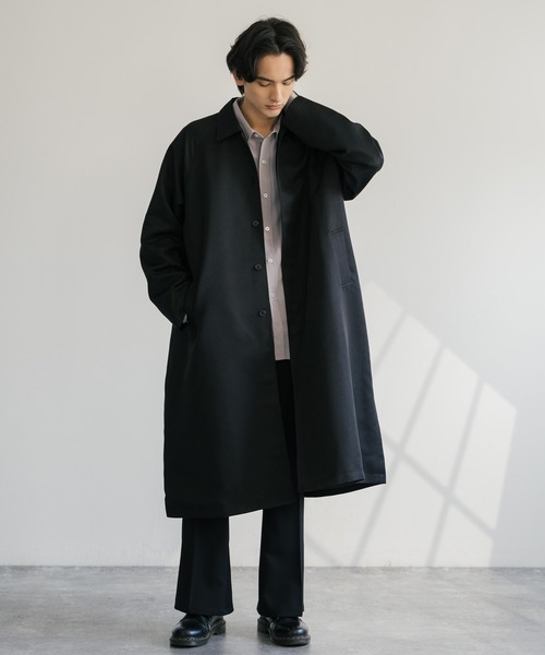 Rocky Monroe（ロッキーモンロー）の「オーバーサイズ ステンカラーロングスプリングコート（ステンカラーコート・メンズ・ベージュ/チャコール/ブラック・M/L）」の4枚目の写真