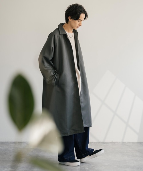 Rocky Monroe（ロッキーモンロー）の「オーバーサイズ ステンカラーロングスプリングコート（ステンカラーコート・メンズ・ベージュ/チャコール/ブラック・M/L）」の10枚目の写真