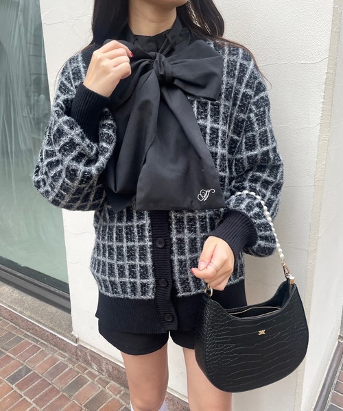 one after another NICE CLAUP（ワンアフターアナザーナイスクラップ）の「ツイードロングカーディガン　2023SS（カーディガン/ボレロ・レディース・ブラック/グレー/アイボリー・FREE）」の15枚目の写真