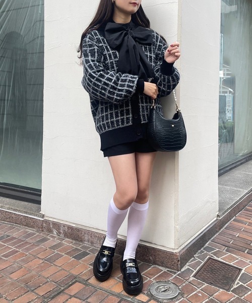 one after another NICE CLAUP（ワンアフターアナザーナイスクラップ）の「ツイードロングカーディガン　2023SS（カーディガン/ボレロ・レディース・ブラック/グレー/アイボリー・FREE）」の13枚目の写真