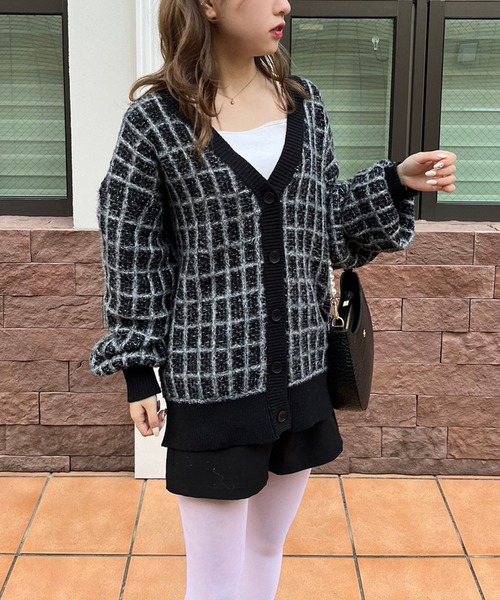 one after another NICE CLAUP（ワンアフターアナザーナイスクラップ）の「ツイードロングカーディガン　2023SS（カーディガン/ボレロ・レディース・ブラック/グレー/アイボリー・FREE）」の17枚目の写真