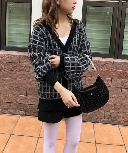 one after another NICE CLAUP（ワンアフターアナザーナイスクラップ）の「ツイードロングカーディガン　2023SS（カーディガン/ボレロ・レディース・ブラック/グレー/アイボリー・FREE）」の18枚目の写真