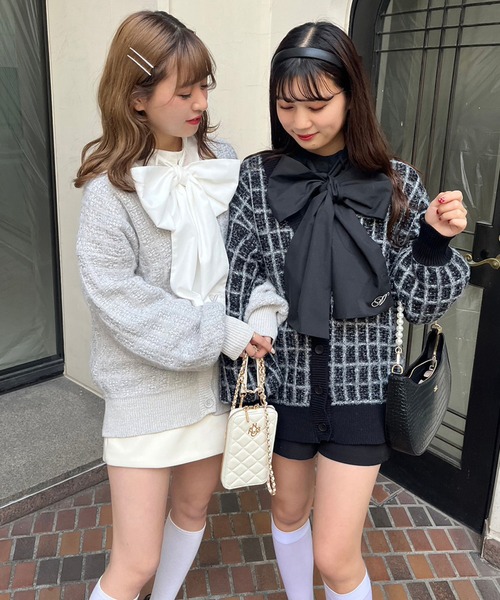 エムズグレイシー ツィードライクジップアップニット 318605