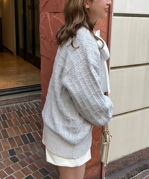 one after another NICE CLAUP（ワンアフターアナザーナイスクラップ）の「ツイードロングカーディガン　2023SS（カーディガン/ボレロ・レディース・ブラック/グレー/アイボリー・FREE）」の12枚目の写真