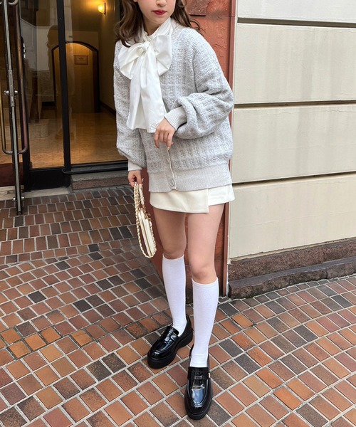 one after another NICE CLAUP（ワンアフターアナザーナイスクラップ）の「ツイードロングカーディガン　2023SS（カーディガン/ボレロ・レディース・ブラック/グレー/アイボリー・FREE）」の10枚目の写真