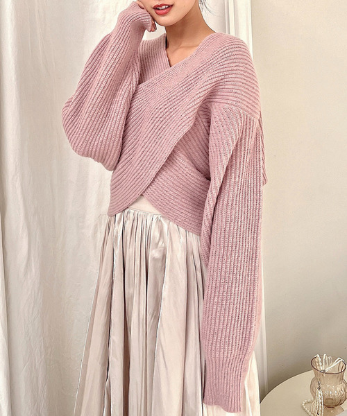 MIIA（ミーア）の「クロスニット（ニット/セーター・レディース・ベージュ/パープル/ピンク/オフホワイト/ブラック・FREE）」の13枚目の写真