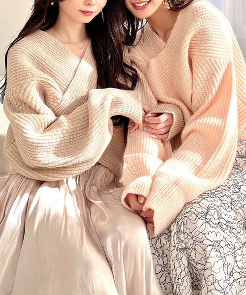 MIIA（ミーア）の「クロスニット（ニット/セーター・レディース・ベージュ/パープル/ピンク/オフホワイト/ブラック・FREE）」の19枚目の写真