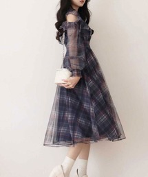 TELMA チュールチェックワンピース