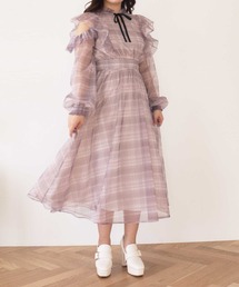 TELMA チュールチェックワンピース