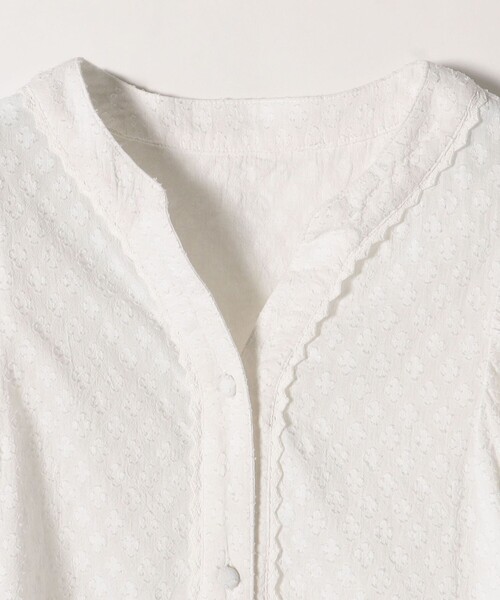 SHIPS any（シップス エニィ）の「SHIPS any:〈洗濯機可能〉カット ジャカード パフ シャツ ブラウス（シャツ/ブラウス・レディース・ホワイト/ネイビー/イエロー・ONE SIZE）」の5枚目の写真