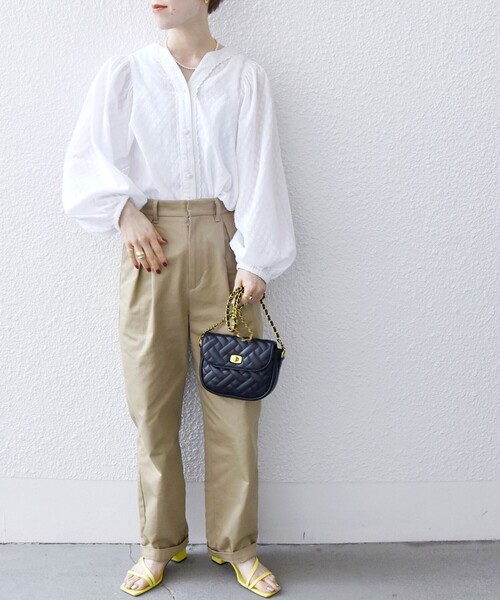 SHIPS any（シップス エニィ）の「SHIPS any:〈洗濯機可能〉カット ジャカード パフ シャツ ブラウス（シャツ/ブラウス・レディース・ホワイト/ネイビー/イエロー・ONE SIZE）」の19枚目の写真