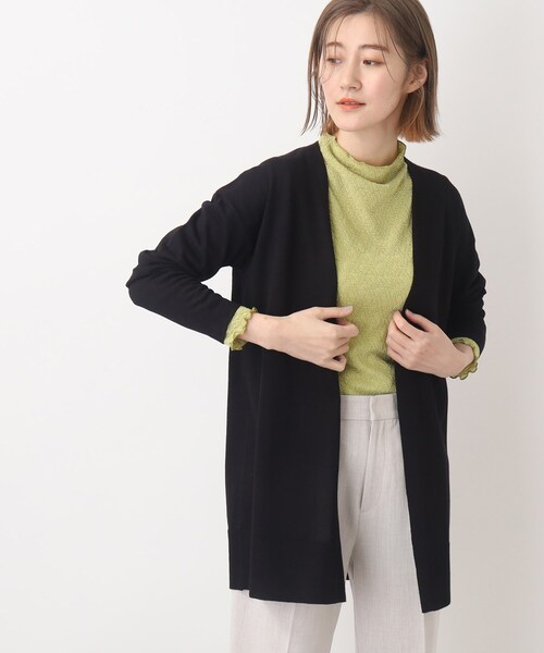 grove（グローブ）の「◆洗える！着回し◎！レビータミドル丈カーディガン（カーディガン/ボレロ・レディース・ライトグレー/ブラック/ダークグリーン・02/03/04/01/05）」の2枚目の写真