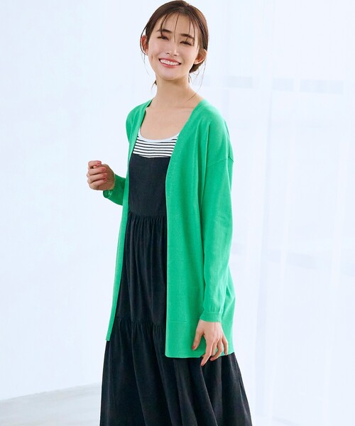 grove（グローブ）の「◆洗える！着回し◎！レビータミドル丈カーディガン（カーディガン/ボレロ・レディース・ライトグレー/ブラック/ダークグリーン・02/03/04/01/05）」の3枚目の写真