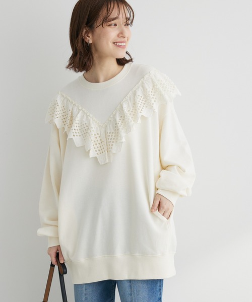 Sugar spoon（シュガースプーン）の「・SUGAR SPOON刺繍レースウラケプルオーバー（Tシャツ/カットソー・レディース・グレイッシュベージュ/ブラック/アイボリー/グリーン系その他3・FREE）」の2枚目の写真