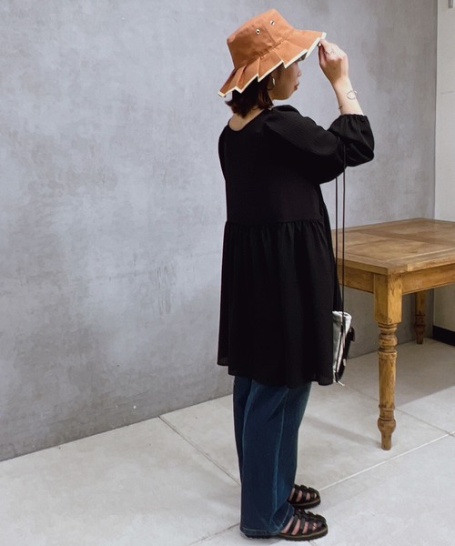 un dix cors（アンディコール）の「プリーツハット（ハット・レディース・ブラック/ブラウン・FREE）」の5枚目の写真