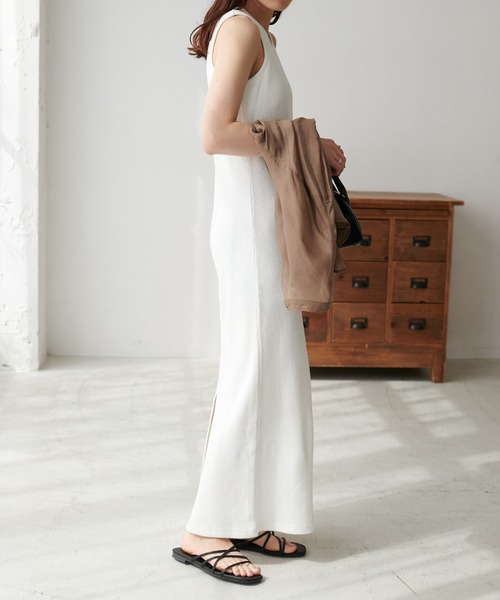 DISCOAT（ディスコート）の「カップ付ワッフルアシメネックワンピース（ワンピース・レディース・オレンジ/アイボリー/グレー/ブラック・MEDIUM/SHORT/LARGE）」の5枚目の写真