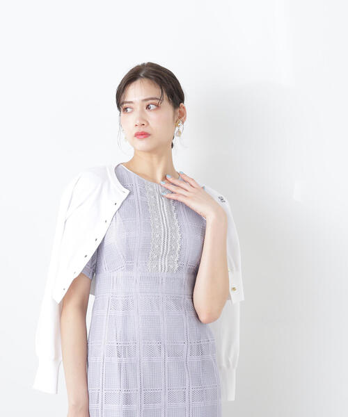 JILL by JILL STUART（ジルバイジルスチュアート）の「◇エンブレムシシュウクルーカーディガン（ニット/セーター・レディース・ネイビー/ホワイト系その他/パープル/ホワイト・FREE）」の10枚目の写真